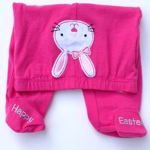 Pink Happy Easter Pants With Pink Bow Bunny Face